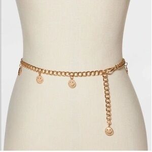 NWT Wild Fable Gold Smiley Face Chain Metal Belt